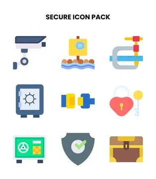 Secure Flat Graphics Icons Pack Stock Illustration