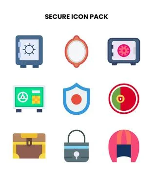 Secure Flat Set Icons Pack Stock Illustration