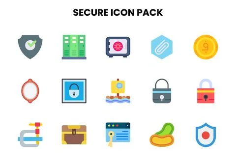 Secure Flat UI Icons Pack Illustrazione stock
