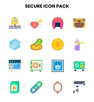 Secure Flat UI Icons Pack Stock Illustration