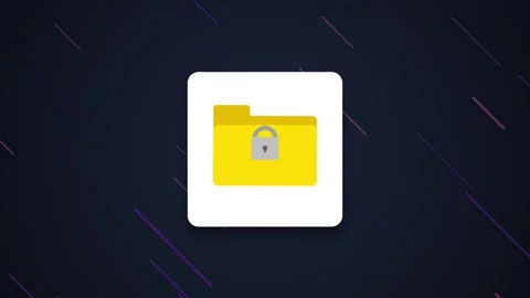 Secure Folder Icon Locked Digital Data Protection Concept Abstract Background Stock Footage 348793658