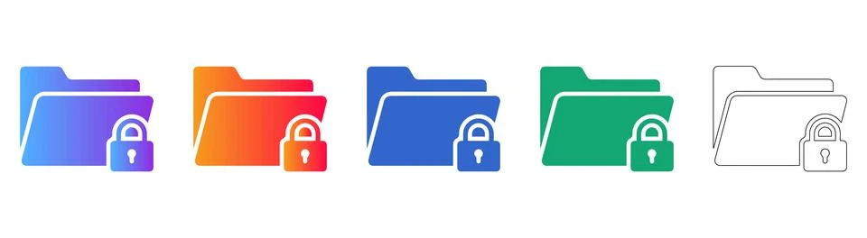 Secure Folder Icon Set for Data Management 库存插图