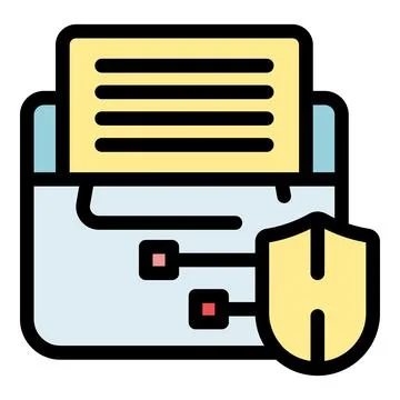 Secure folder protecting valuable digital files with strong shield Stock Illustration
