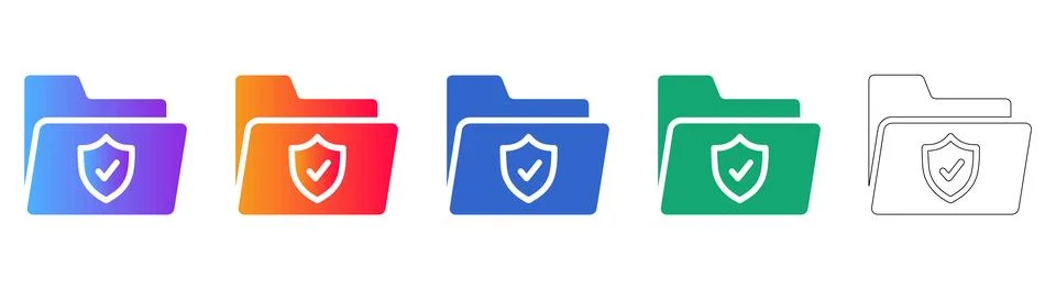 Secure Folder Protection Icons Stockillustratie