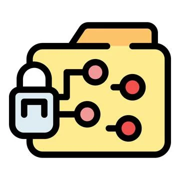 Secure folder sharing and data protection with connected nodes Stock Illustration