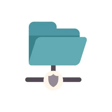 Secure folder sharing through network connection with shield protection icon Stock Illustration