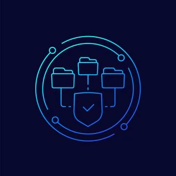 Secure folders line icon, data security vector Stock Illustration
