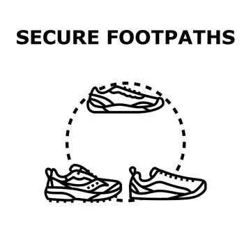 Secure footpaths concept with different trail running shoes Stock Illustration