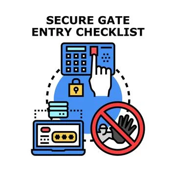 Secure gate entry checklist and home safety concept Stock Illustration