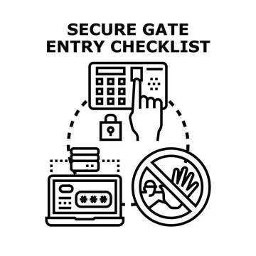 Secure gate entry checklist and home safety concept Stock Illustration