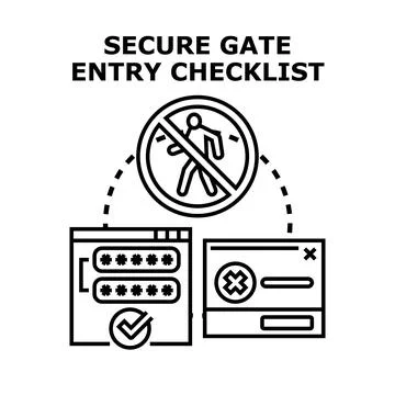 Secure gate entry checklist concept for data protection Illustrazione stock