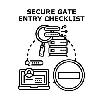 Secure gate entry checklist concept vector illustration Stock Illustration