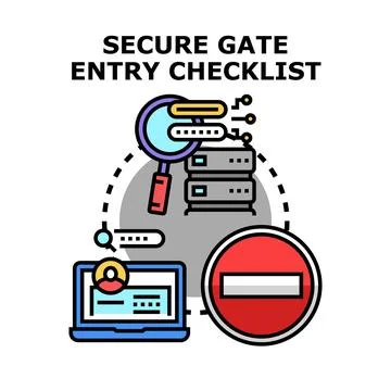 Secure gate entry checklist concept vector illustration Stock Illustration