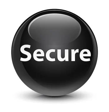 Secure glassy black round button Stock Illustration