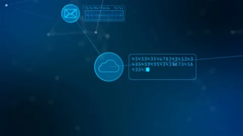 Secure global network and personal information. Digital cloud computing cyber Stock Footage 104226735