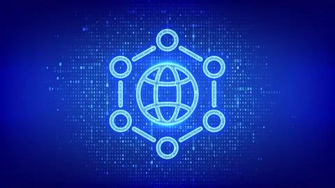 Secure global network. Cybersecurity technology concept. Global digital secur イラスト素材