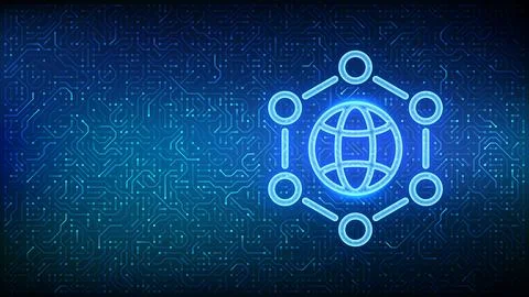 Secure global network. Global digital security. Cybersecurity technology. Dat Stock Illustration