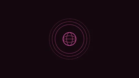 Secure global network line icon with rotating rings, pink neon style Vídeos de archivo 342595371
