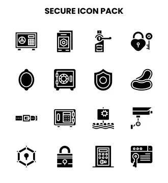 Secure Glyph Design Icons Pack Stock Illustration
