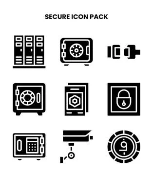 Secure Glyph UI Icons Pack Stock Illustration