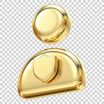 Secure golden user icon with shield symbol for account protection and verif.. Stock Illustration