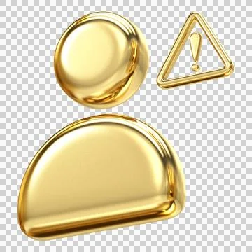 Secure golden user icon with warning sign for account alerts and critical n.. Illustrazione stock