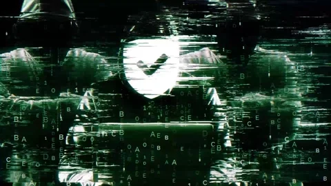 Secure on Hack Screen and data matrix simulation with futuristic HUD screen Stock Footage 320897510