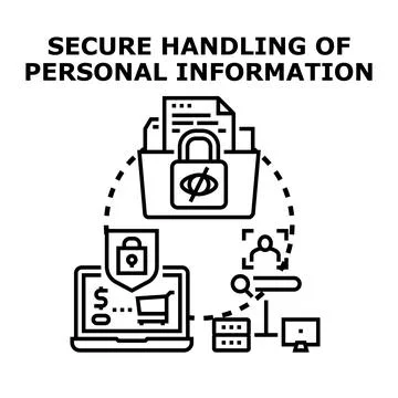 Secure handling protecting personal information and digital data 库存插图