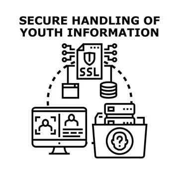 Secure handling youth information concept illustration Stock Illustration