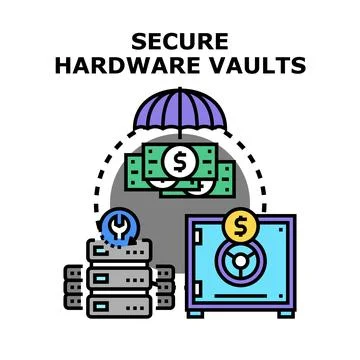 Secure hardware vaults concept for data and financial protection Stock Illustration