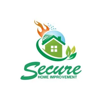 Secure House fire logo design Stock Illustration