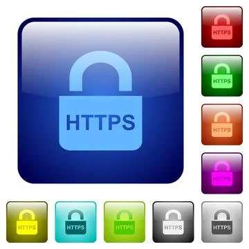 Secure http protocol color square buttons Stock-Illustration