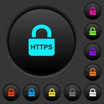 Secure http protocol dark push buttons with color icons Ilustración de archivo