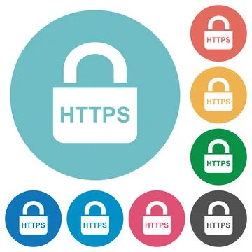 Secure http protocol flat round icons Ilustración de archivo