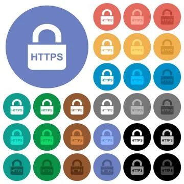 Secure http protocol round flat multi colored icons Ilustración de archivo