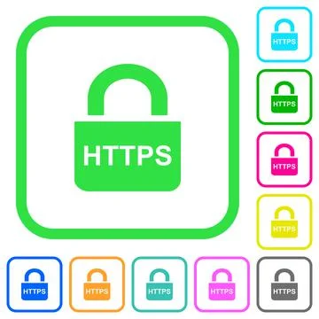 Secure http protocol vivid colored flat icons Ilustración de archivo