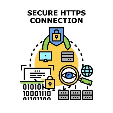 Secure https connection concept for data protection 스톡 일러스트