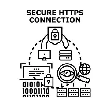 Secure https connection concept for data protection Illustrazione stock