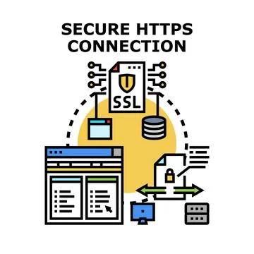 Secure https connection protocol concept illustration Stock Illustration