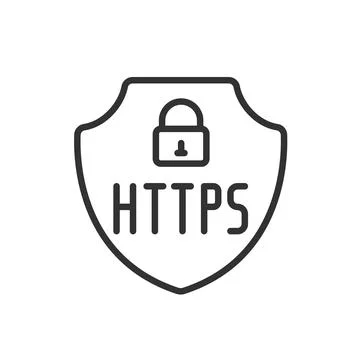 Secure HTTPS, icon in line design. Secure, HTTPS, protocol, encryption, website Stock-Illustration