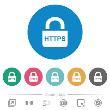 Secure https protocol flat round icons Ilustración de archivo