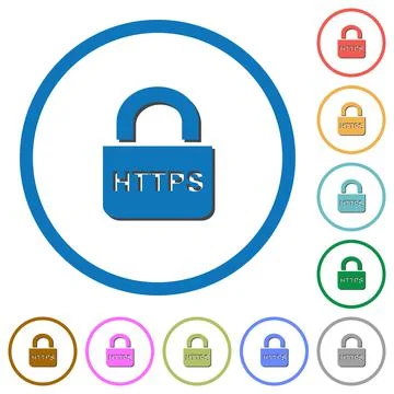 Secure https protocol icons with shadows and outlines Ilustración de archivo