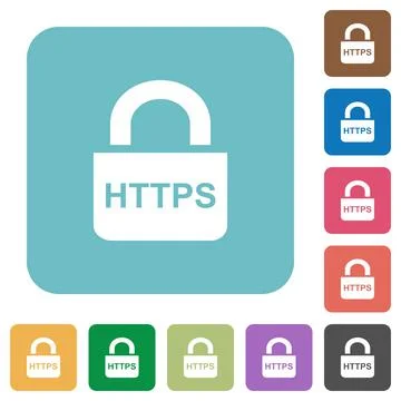 Secure https protocol rounded square flat icons Ilustración de archivo