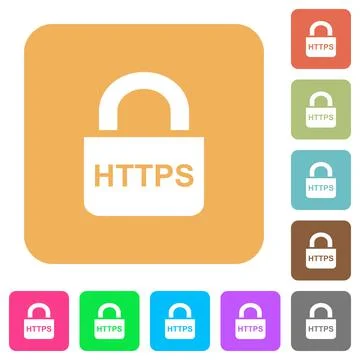 Secure https protocol rounded square flat icons Ilustración de archivo