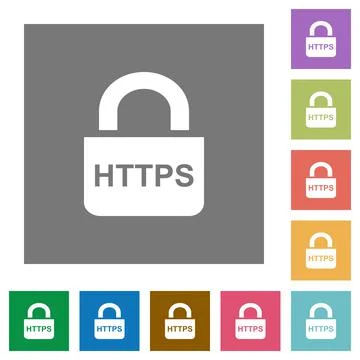 Secure https protocol square flat icons Ilustración de archivo