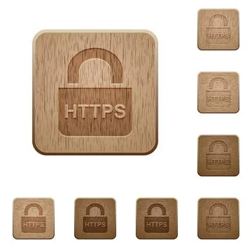 Secure https protocol wooden buttons Illustration