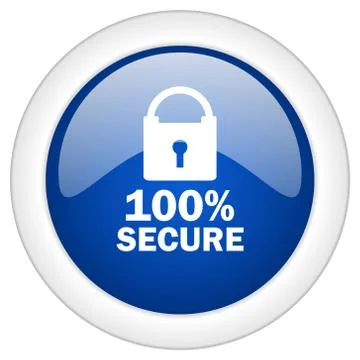 Secure icon, circle blue glossy internet button, web and mobile app illustrat Stock Illustration