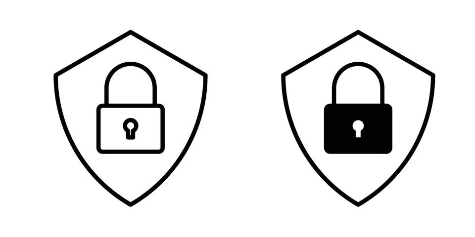 Secure icon vector concepts, line and silhouette style Stock Illustration