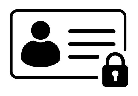 Secure ID Card Icon with User Profile, Information Lines and Padlock, Perso.. Stock Illustration