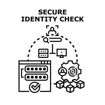 Secure identity check concept for online user authentication Stock Illustration